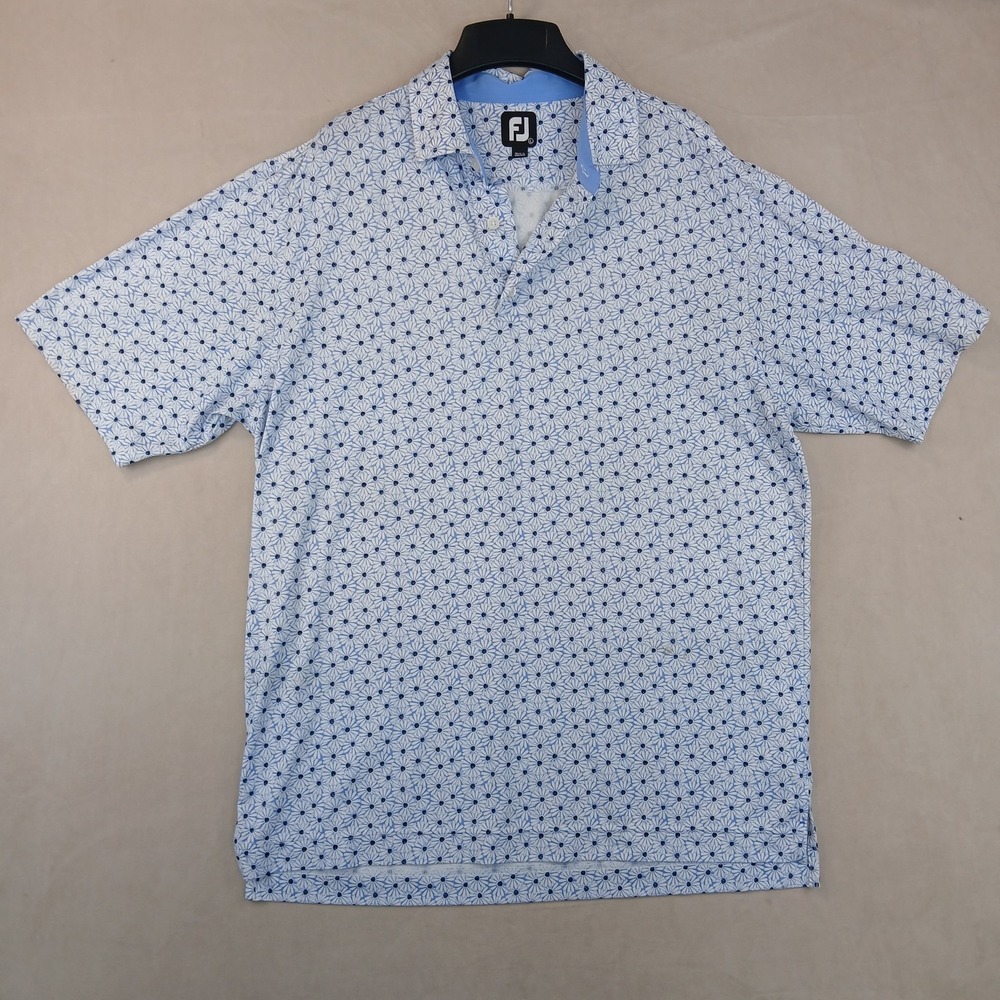 Footjoy Large Mens Polo Shirt Floral 23x30 FLAWS Golf Stretch Performance - Picture 4 of 16